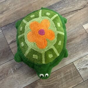 Green Turtle Plush with Orange Flower
